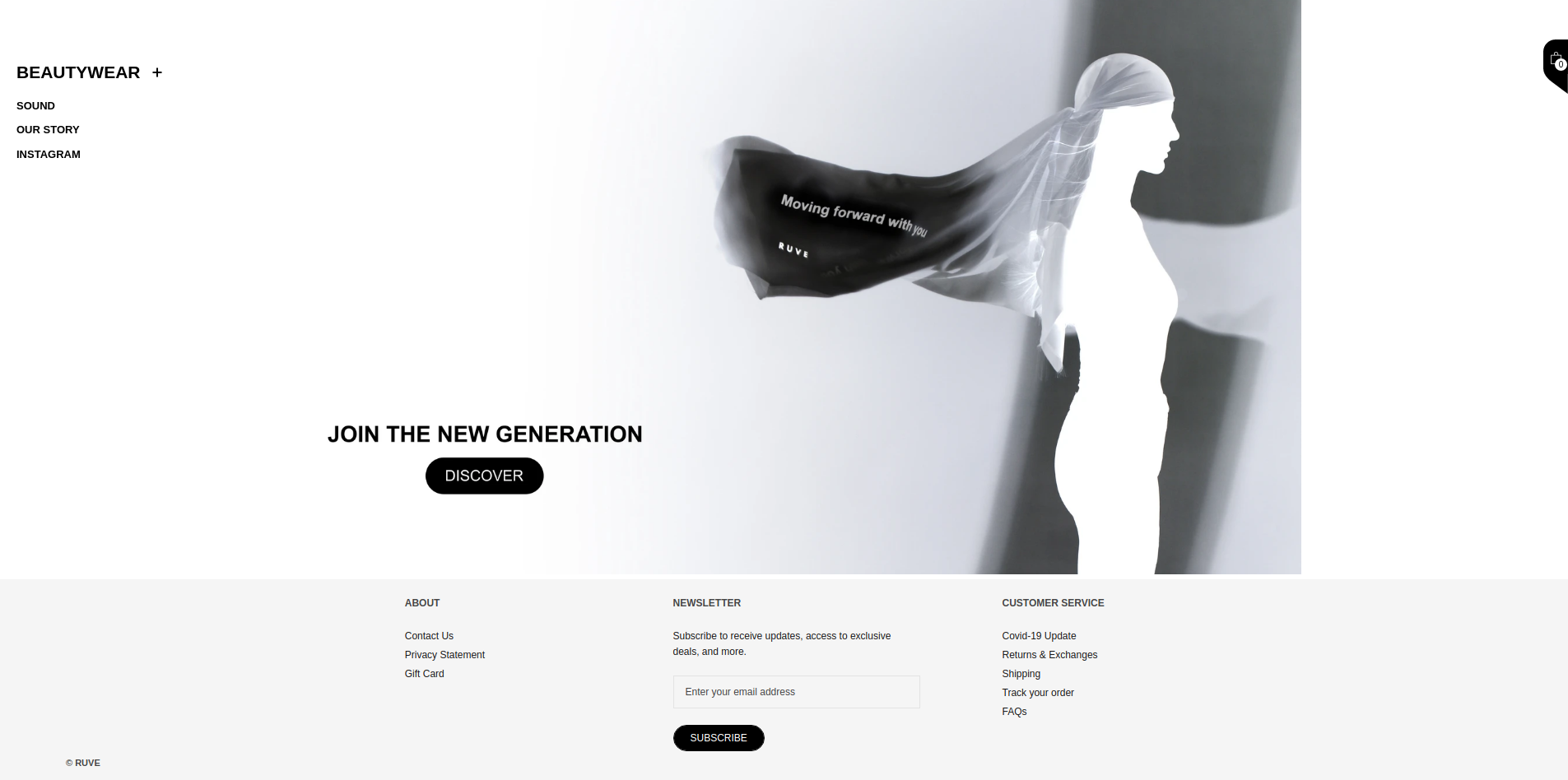 Ruve Shop homepage